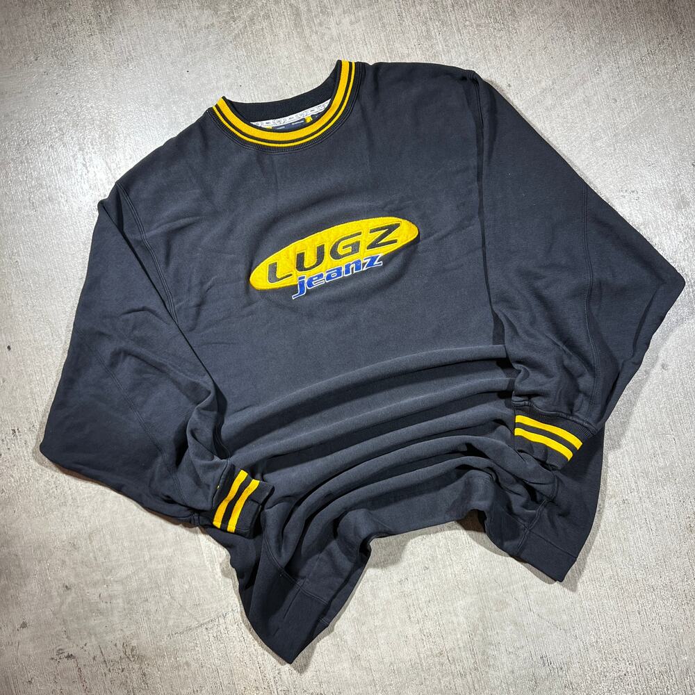 Y2K LUGZ Jeanz Crewneck Sweatshirt XL Embroidered Logo Streetwear
